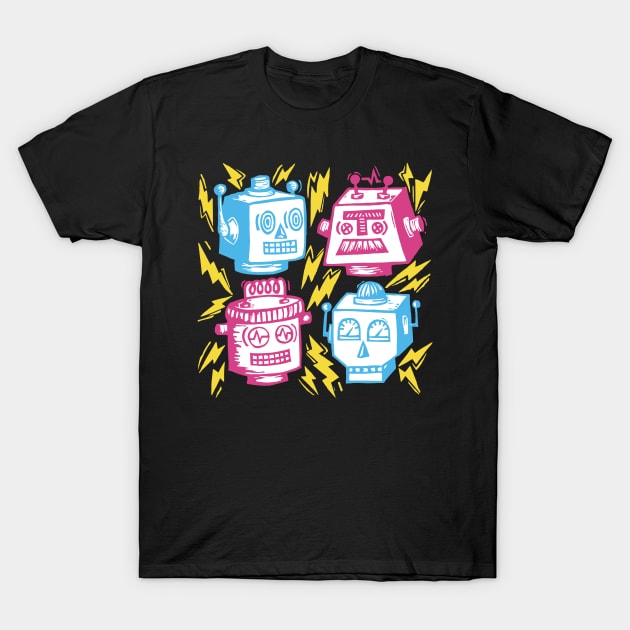 80s Retro Robot Gang T-Shirt by Woah there Pickle